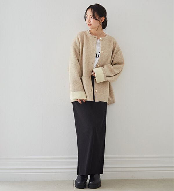 RANAN（ラナン）の「裏配色ゴールド調ボタンニットコーディガン（ニットカーディガン）」｜詳細画像