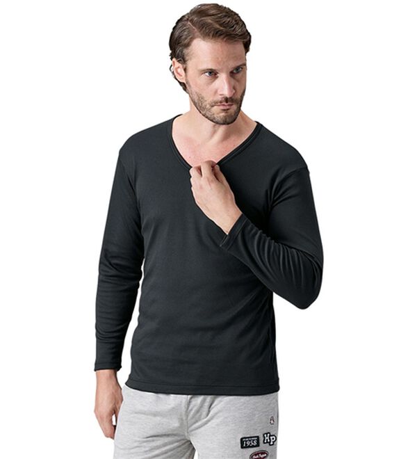 「【３枚組】サーモケア（Ｒ）綿混裏起毛インナー（メンズ肌着・インナーウェア）」｜詳細画像