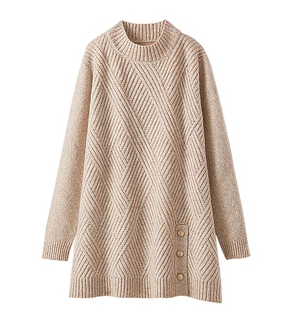 BELLUNA（ベルーナ）の「ミックス調ボタン使いニットチュニック（チュニック）」｜詳細画像