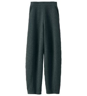 BELLUNA（ベルーナ）の「圧縮ニット素材コクーンワイドパンツ（ワイドパンツ・ガウチョ）」｜杢チャコール