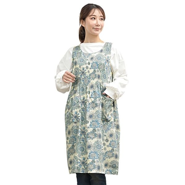 「ロング丈ドレスエプロン（エプロン）」｜サンフラワーブルー