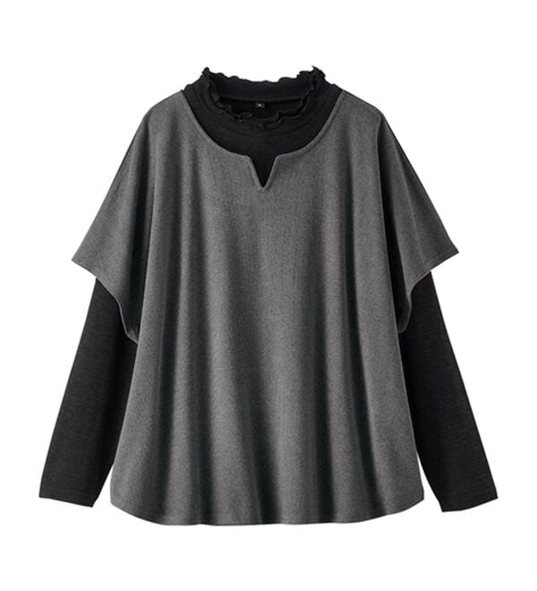 BELLUNA（ベルーナ）の「【2点セット】もちもち素材キーネックポンチョアンサンブル（アンサンブル）」｜詳細画像