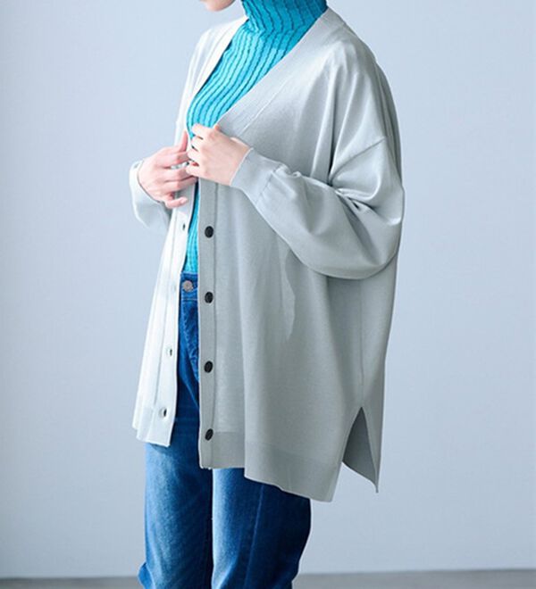 RANAN（ラナン）の「洗える！キレイ見え！ワイドシルエットＶネックカーディガン（ニットカーディガン）」｜詳細画像