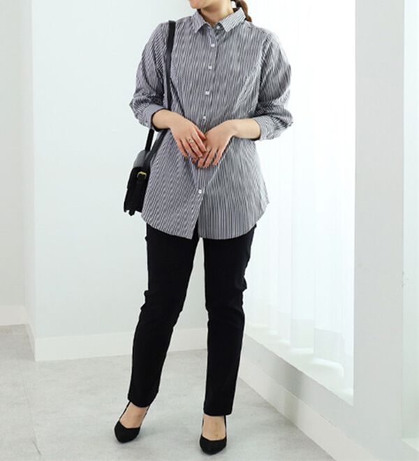 BELLUNA（ベルーナ）の「着心地らくらく！細見えシャツチュニック（シャツ）」｜詳細画像