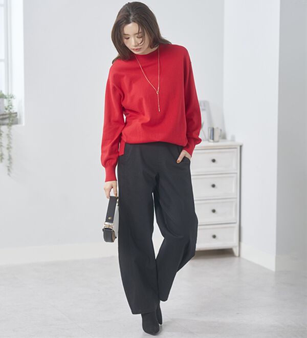BELLUNA（ベルーナ）の「＜＆ｃｏｃｏｃｈｉ＞短めトップスに合わせる洗い加工ゆったりコクーンパンツ（フルレングスパンツ）」｜詳細画像