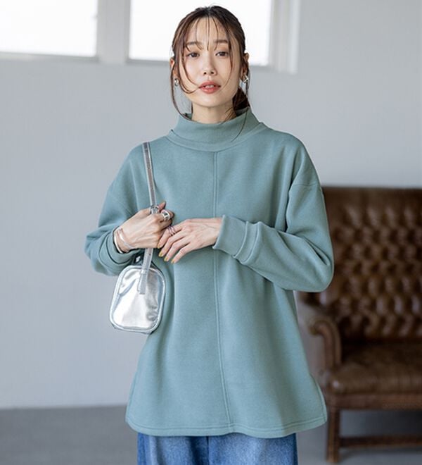 BELLUNA（ベルーナ）の「リブ使いがかわいい裏起毛トレーナー（チュニック）」｜詳細画像