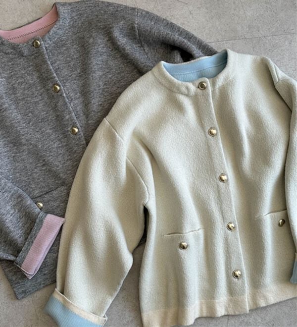 RANAN（ラナン）の「裏配色ゴールド調ボタンニットコーディガン（ニットカーディガン）」｜詳細画像