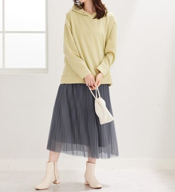 BELLUNA（ベルーナ）の「チュール素材プリーツスカート（ロングスカート）」｜詳細画像