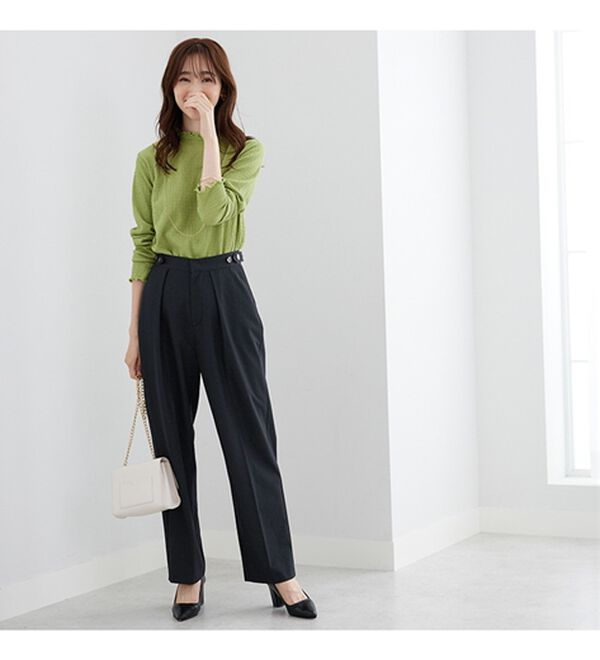 BELLUNA（ベルーナ）の「ボタン使いウエスト調節テーパードパンツ（テーパードパンツ）」｜詳細画像