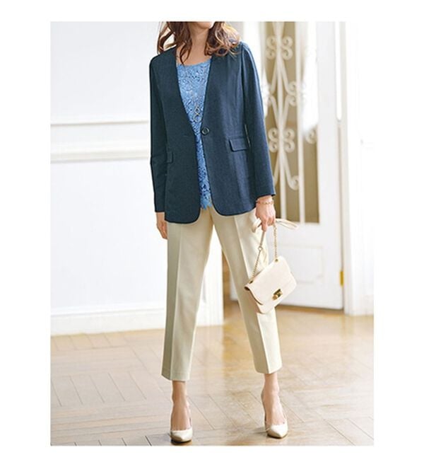 BELLUNA（ベルーナ）の「カジュアルコーデにきちんと感を！ノーカラージャケット（ノーカラージャケット）」｜詳細画像