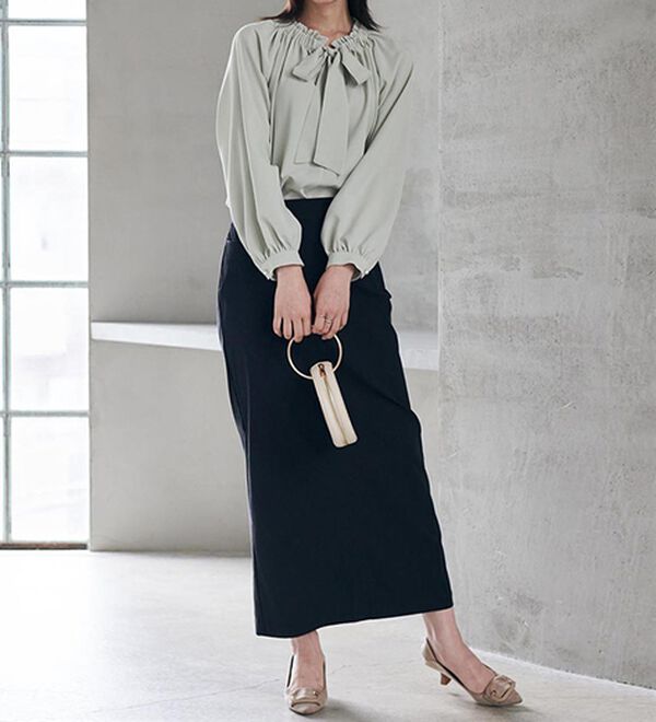 RANAN（ラナン）の「フリル衿ボウタイギャザーブラウス（ブラウス）」｜詳細画像