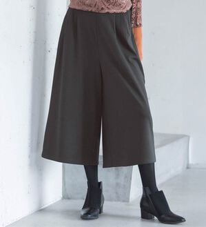 RANAN（ラナン）の「裏起毛ガウチョパンツ　クロップド（フルレングスパンツ）」｜チャコールグレー