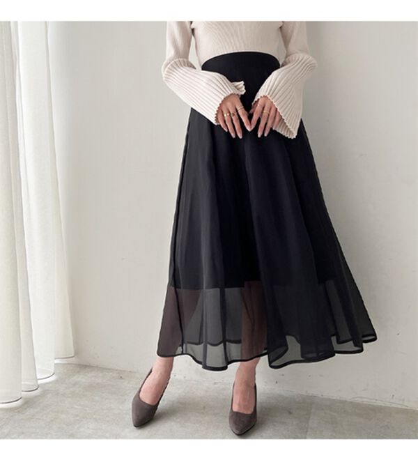 GeeRA（ジーラ）の「シアーデザインフレアーロングスカート（ロングスカート）」｜詳細画像