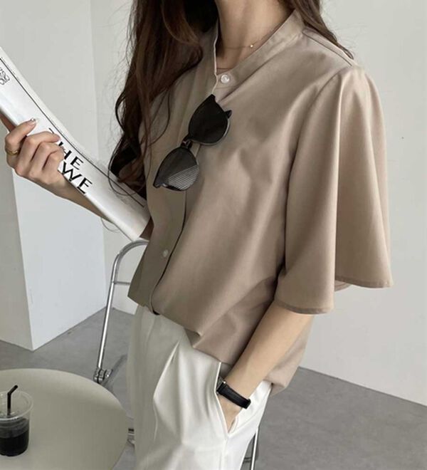 GeeRA（ジーラ）の「フレアー袖バンドカラーブラウス（ブラウス）」｜詳細画像