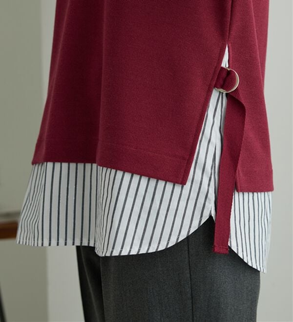 BELLUNA（ベルーナ）の「ラメストライプシャツフェイクチュニック（チュニック）」｜詳細画像