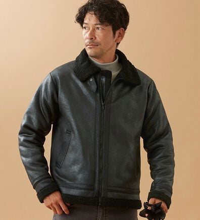 「裏ボアレザー調ジャケット（メンズジャケット）」