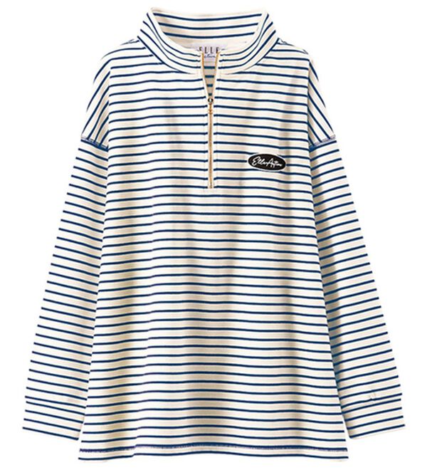 BELLUNA（ベルーナ）の「＜ＥＬＬＥ　Ａｃｔｉｖｅ＞ハーフジッププルオーバー（カットソー）」｜ボーダー
