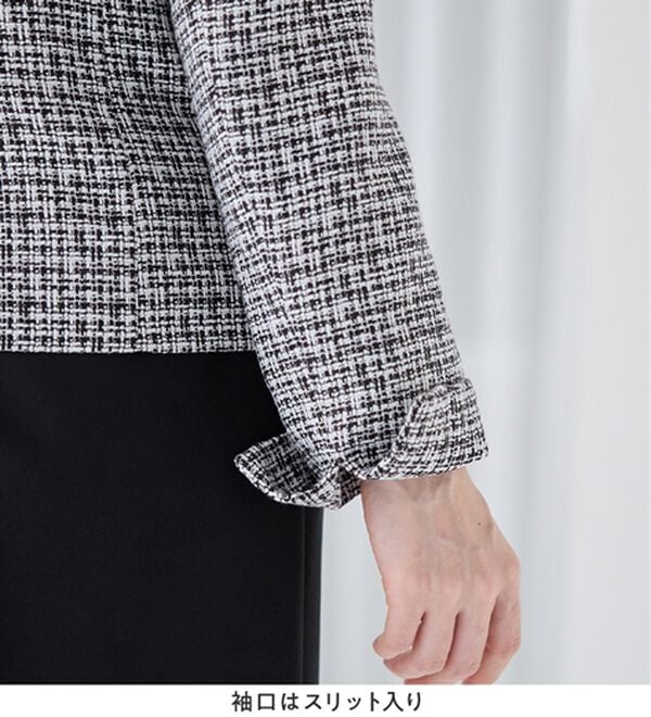 alotta（アロッタ）の「【洗える】フリンジ使いツイードノーカラージャケット（ノーカラージャケット）」｜詳細画像