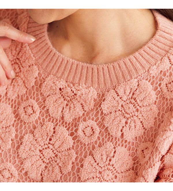 BELLUNA（ベルーナ）の「ふんわりフラワーレースニット（ニット・セーター）」｜詳細画像