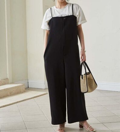 RANAN（ラナン）の「ワンボタンベアキャミサロペット（オールインワン）」