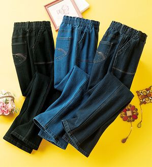 ルフラン（ルフラン）の「【３本組】配色使い裏起毛やわらかデニムパンツ（フルレングスパンツ）」｜3本組