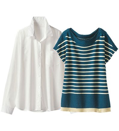 BELLUNA（ベルーナ）の「綿１００％ボーダーベストアンサンブル（アンサンブル）」