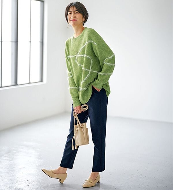 BELLUNA（ベルーナ）の「裏起毛ジョーゼット素材テーパードパンツ（テーパードパンツ）」｜詳細画像