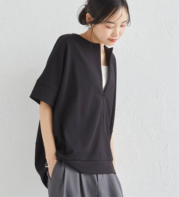 RANAN（ラナン）の「【4つの機能付】ひんやりハーフジップコクーンチュニック（チュニック）」｜詳細画像