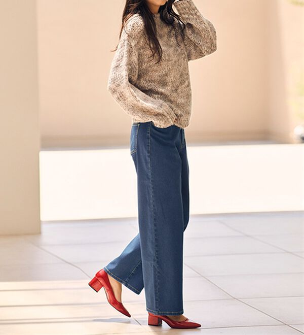 RANAN（ラナン）の「【裏起毛】ウエストゴムなのにスッキリ穿けるデニム（フルレングスパンツ）」｜詳細画像