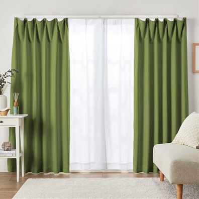 iellio（イエリオ）の「１・２級遮光＆断熱保温＆ＵＶ見えにくいレース付カーテンセット＜４枚組・遮光１級・洗える・無地＞（ドレープカーテン）」