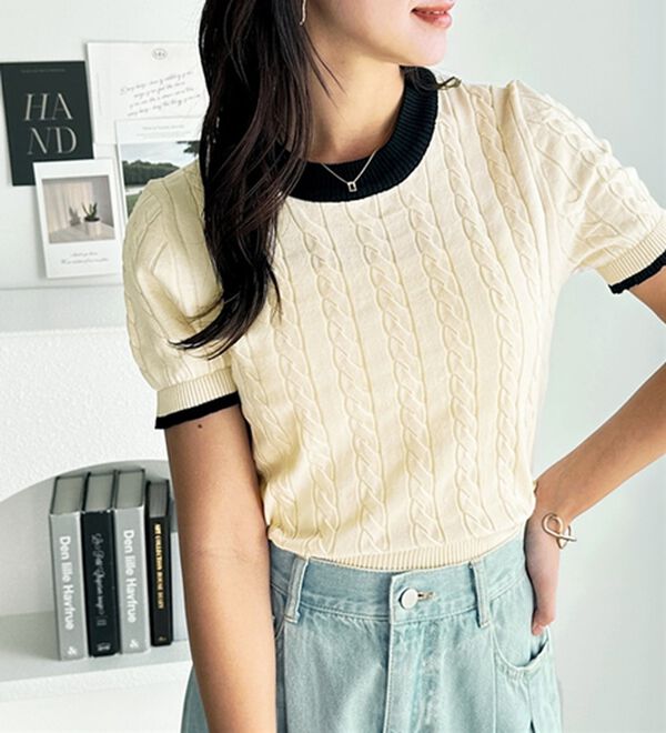 GeeRA（ジーラ）の「ケーブル編みニットトップス（ニット・セーター）」｜詳細画像