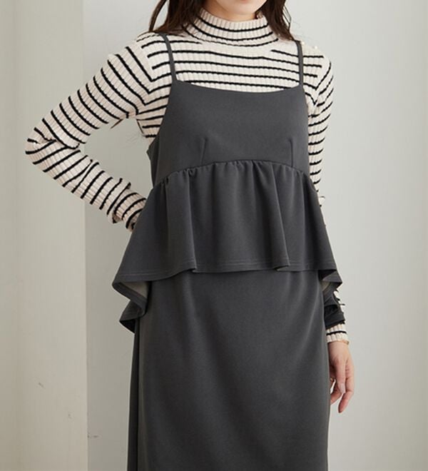 GeeRA（ジーラ）の「楽ちん！ペプラムキャミワンピース（カットソーワンピース）」｜詳細画像