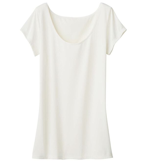 「ひんやりフレンチ袖インナー　ベルクール（肌着・インナーウェア）」｜オフホワイト