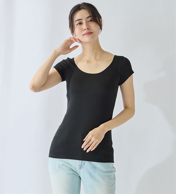 LAVIENNE（ラヴィエンヌ）の「【汗かきさん必見！】涼感サラッと快適汗取り半袖インナー＜さらりラボ＞（肌着・インナーウェア）」｜詳細画像