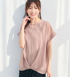 alotta（アロッタ）の「【接触冷感】裾タックふんわりブラウス（ブラウス）」｜ピンク