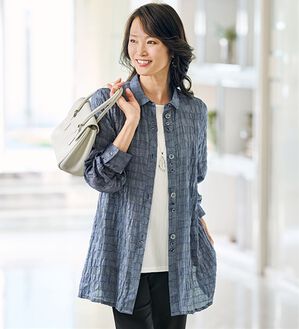 BELLUNA（ベルーナ）の「＜風が通り抜ける！＞シャーリングドビー素材アンサンブル（その他ジャケット）」｜ネイビー系