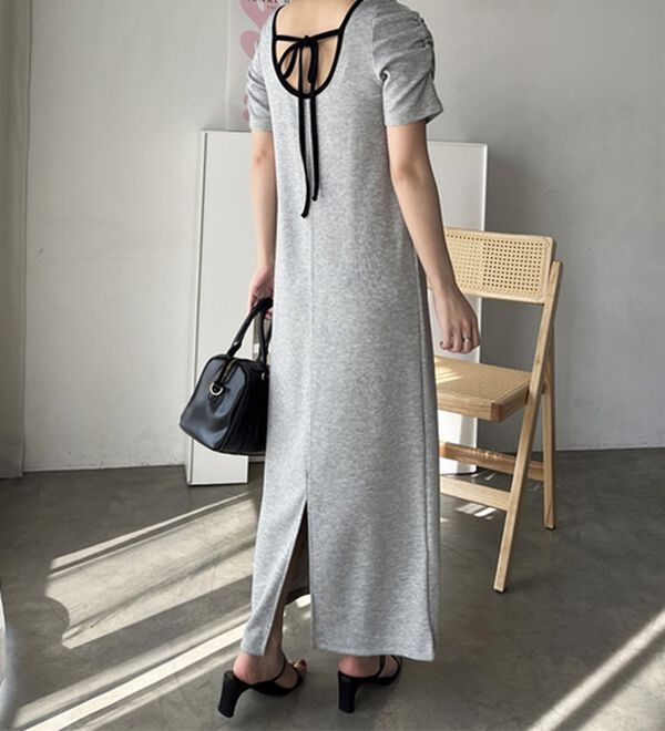 GeeRA（ジーラ）の「バックオープン配色リブワンピース（その他ワンピース）」｜詳細画像