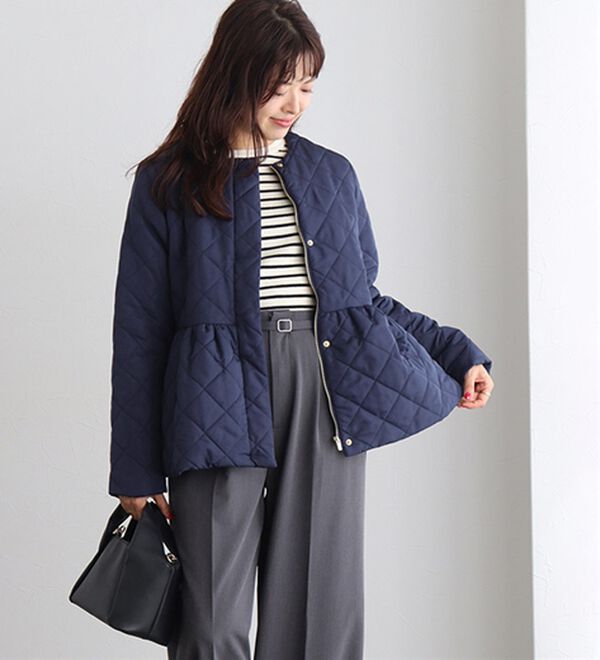 Pierrot（ピエロ）の「ノーカラーフレアキルティングブルゾン（ブルゾン）」｜詳細画像