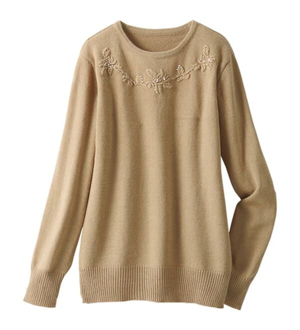 ルフラン（ルフラン）の「【３色組】花モチーフ刺しゅうニット（ニット・セーター）」｜詳細画像