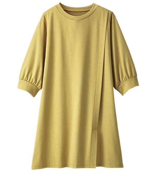 BELLUNA（ベルーナ）の「汗ジミ対策！スリットデザインチュニック（チュニック）」｜イエロー