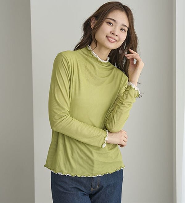 BELLUNA（ベルーナ）の「《重ねて楽しむ！》シアー素材ボトルネックプルオーバー（カットソー）」｜詳細画像