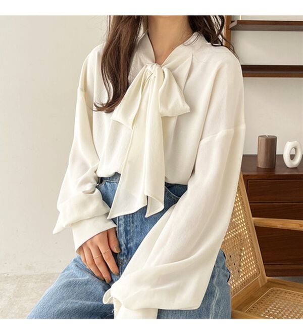 GeeRA（ジーラ）の「前後２ｗａｙボウタイブラウス（ブラウス）」｜詳細画像