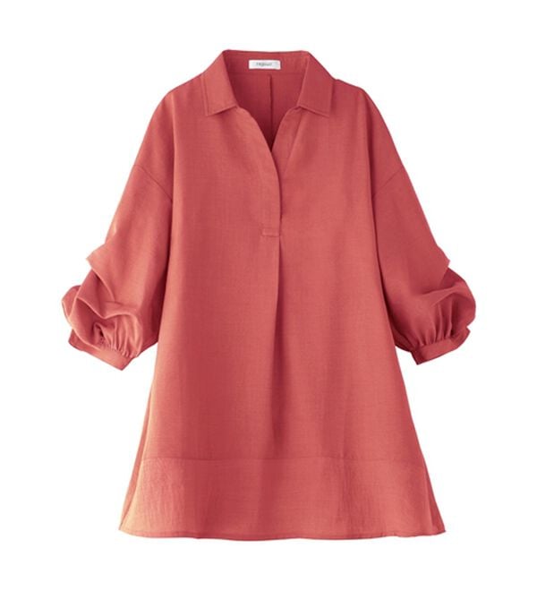 BELLUNA（ベルーナ）の「麻調素材袖タックデザインシャツチュニック（チュニック）」｜詳細画像