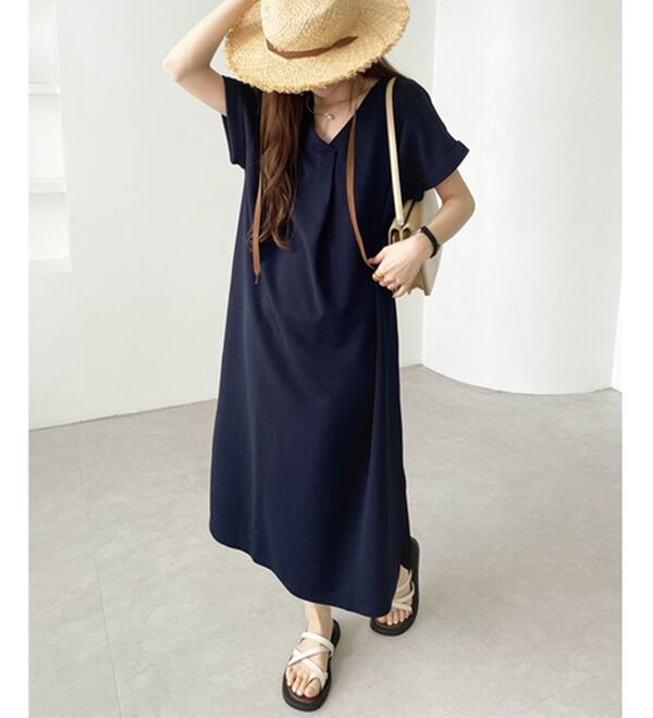 GeeRA（ジーラ）の「ひんやり快適！ジャカードスキッパーワンピ（カットソーワンピース）」｜詳細画像