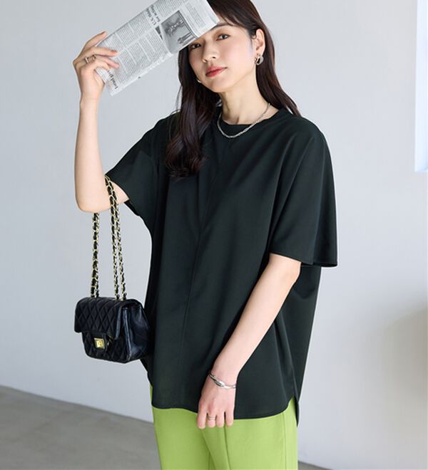BELLUNA（ベルーナ）の「【接触冷感】Ｔシャツ感覚なのにきちんとブラウス見え！半袖プルオーバー（カットソー）」｜詳細画像