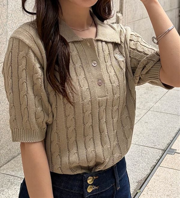 RANAN（ラナン）の「＜U.S.POLO ASSN.＞半袖ケーブルポロニット（シャツ）」｜詳細画像