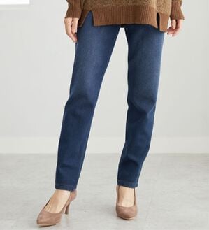 BELLUNA（ベルーナ）の「あったか！裏フリースストレッチパンツ（フルレングスパンツ）」｜インディゴ