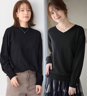 Viola e Viola（ヴィオラ エ ヴィオラ）の「＜選べる衿＞もちもち　ゆるシンプルニット（ニット・セーター）」｜ブラック