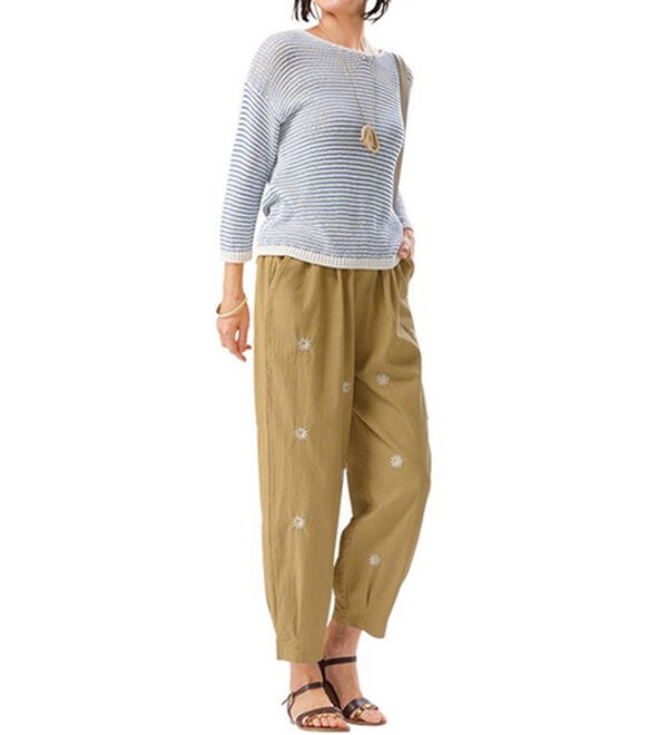 ルフラン（ルフラン）の「【２本組】小花刺しゅう綿混ツイルパンツ（その他パンツ）」｜詳細画像