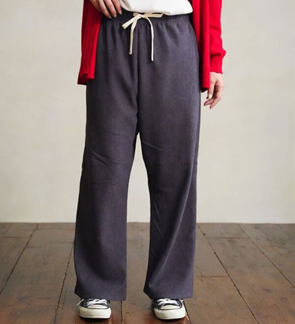 A HAPPY MARILYN（アハッピーマリリン）の「【選べる丈】裏フリースで家でも外でもあったか ふっくら コーデュロイ イージー ワイドパンツ（ワイドパンツ・ガウチョ）」｜チャコール